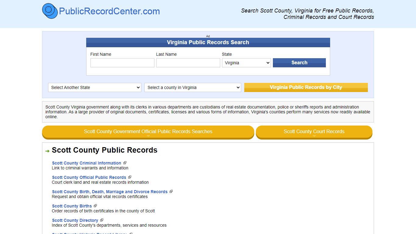 Scott County Virginia Free Public Records - Court Records ...