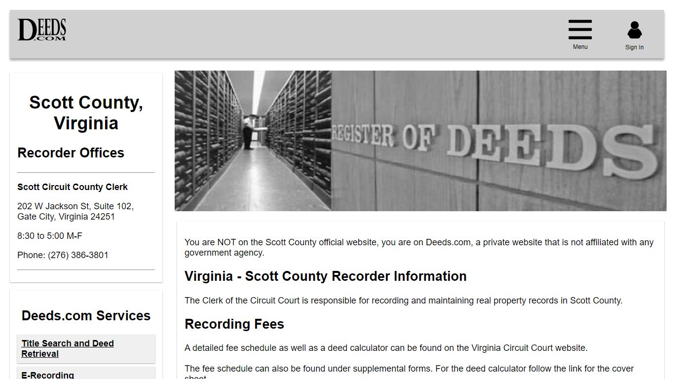 Scott County Recorder Information Virginia - Deeds.com